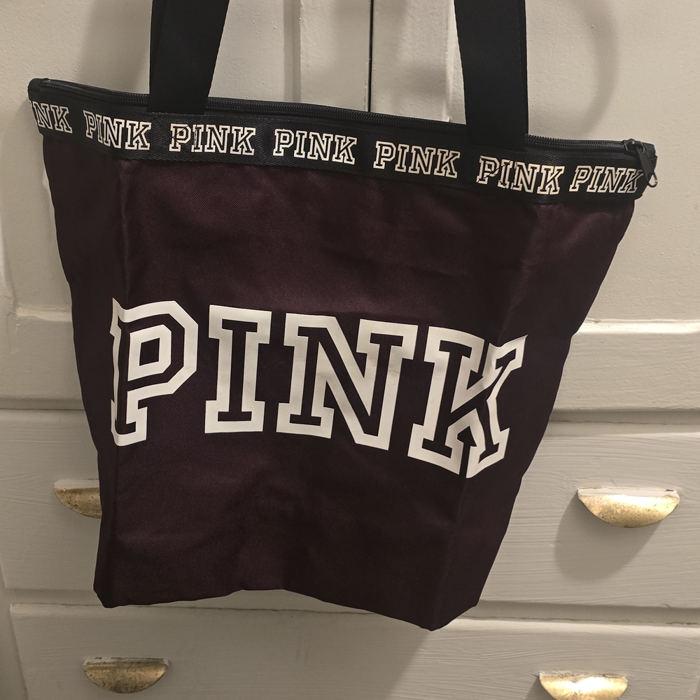 PINK Victoria's Secret Burgundy With White Logo Tote